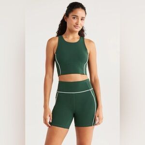 Recess x Zella On Point Longline Sports Bra in Green Park